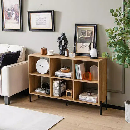 Costway Étagère de rangement à 6 casiers, bibliothèque, meuble de rangement carré, chambre, naturel