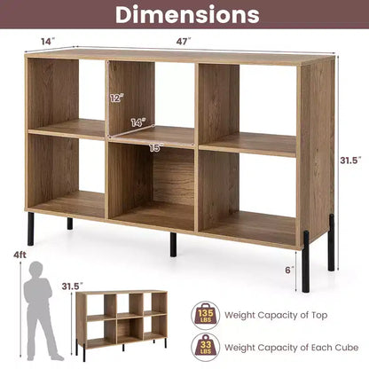 Costway Étagère de rangement à 6 casiers, bibliothèque, meuble de rangement carré, chambre, naturel