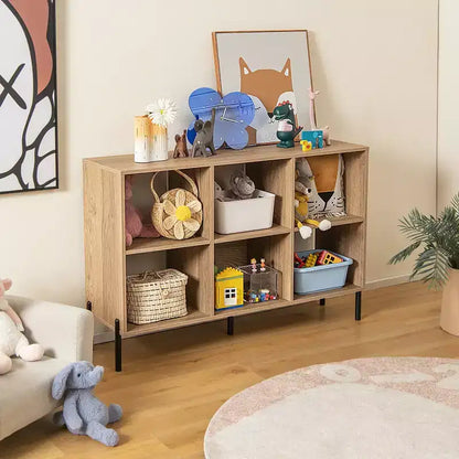Costway Étagère de rangement à 6 casiers, bibliothèque, meuble de rangement carré, chambre, naturel