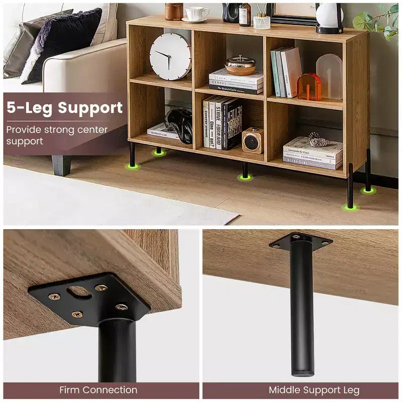 Costway Étagère de rangement à 6 casiers, bibliothèque, meuble de rangement carré, chambre, naturel