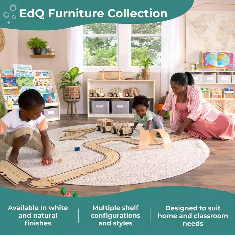 Guidecraft EdQ 36 – Étagère de rangement ouverte à 3 niveaux : Étagère en bois pour enfants avec étagères et bacs de rangement pour la salle de classe et l'école à la maison