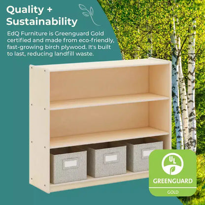 Guidecraft EdQ 36 – Étagère de rangement ouverte à 3 niveaux : Étagère en bois pour enfants avec étagères et bacs de rangement pour la salle de classe et l'école à la maison