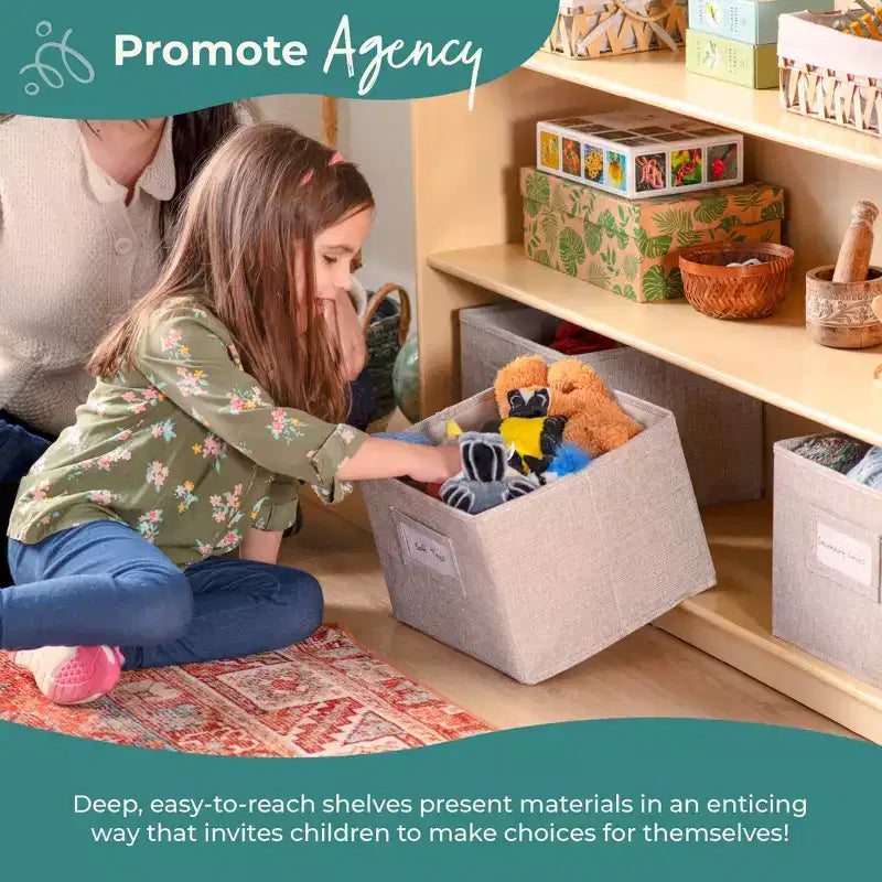 Guidecraft EdQ 36 – Étagère de rangement ouverte à 3 niveaux : Étagère en bois pour enfants avec étagères et bacs de rangement pour la salle de classe et l'école à la maison
