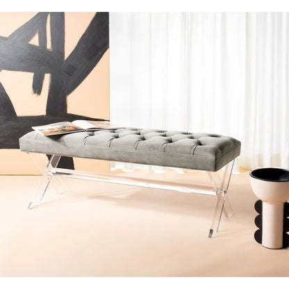 SAFAVIEH Couture Ketevan Tufted Acrylic Bench - 48x18x18. - 48 W x 18 L x 18 H - 48Wx18Dx18H