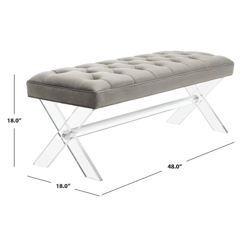 Banc touffeté en acrylique - 48x18x18 po - 48 L x 18 P x 18 H - 48Lx18Px18H