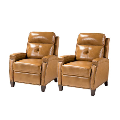 Fauteuil inclinable en cuir véritable de style Mid-Century Modern avec pieds en bois - Lot de 2