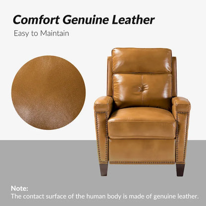 Fauteuil inclinable en cuir véritable de style Mid-Century Modern avec pieds en bois - Lot de 2