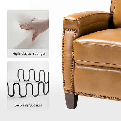 Fauteuil inclinable en cuir véritable de style Mid-Century Modern avec pieds en bois - Lot de 2
