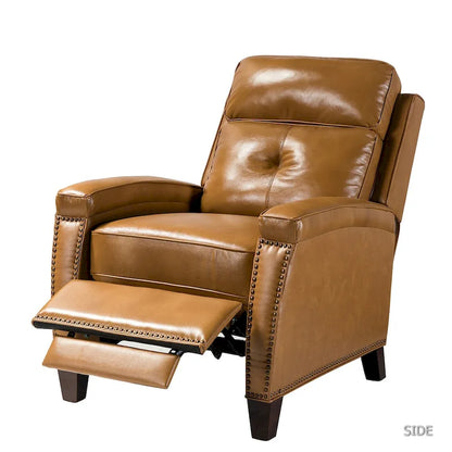 Fauteuil inclinable en cuir véritable de style Mid-Century Modern avec pieds en bois - Lot de 2