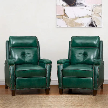 Fauteuil inclinable en cuir véritable de style Mid-Century Modern avec pieds en bois - Lot de 2