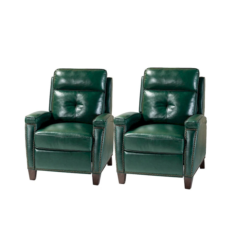 Fauteuil inclinable en cuir véritable de style Mid-Century Modern avec pieds en bois - Lot de 2
