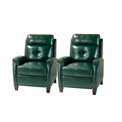 Fauteuil inclinable en cuir véritable de style Mid-Century Modern avec pieds en bois - Lot de 2