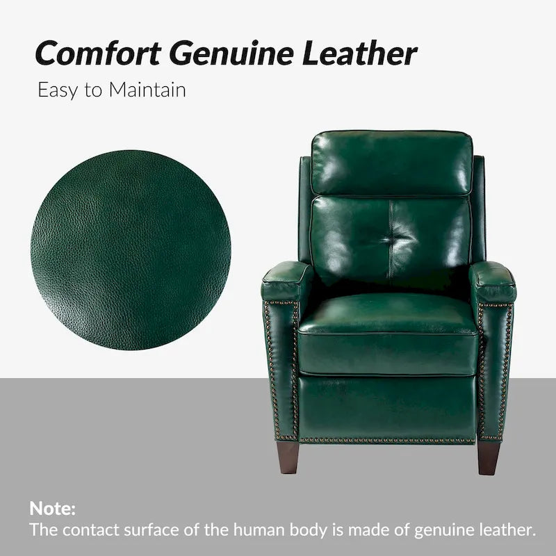 Fauteuil inclinable en cuir véritable de style Mid-Century Modern avec pieds en bois - Lot de 2