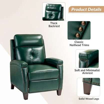 Fauteuil inclinable en cuir véritable de style Mid-Century Modern avec pieds en bois - Lot de 2