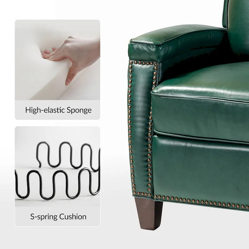 Fauteuil inclinable en cuir véritable de style Mid-Century Modern avec pieds en bois - Lot de 2