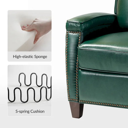 Fauteuil inclinable en cuir véritable de style Mid-Century Modern avec pieds en bois - Lot de 2