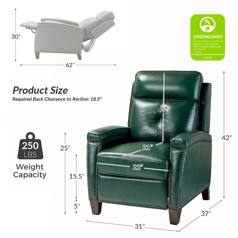 Fauteuil inclinable en cuir véritable de style Mid-Century Modern avec pieds en bois - Lot de 2