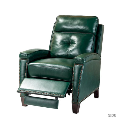 Fauteuil inclinable en cuir véritable de style Mid-Century Modern avec pieds en bois - Lot de 2