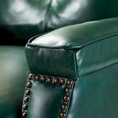 Fauteuil inclinable en cuir véritable de style Mid-Century Modern avec pieds en bois - Lot de 2