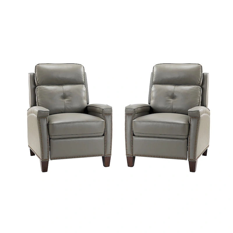 Fauteuil inclinable en cuir véritable de style Mid-Century Modern avec pieds en bois - Lot de 2