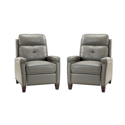 Fauteuil inclinable en cuir véritable de style Mid-Century Modern avec pieds en bois - Lot de 2