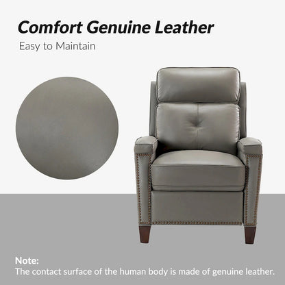 Fauteuil inclinable en cuir véritable de style Mid-Century Modern avec pieds en bois - Lot de 2