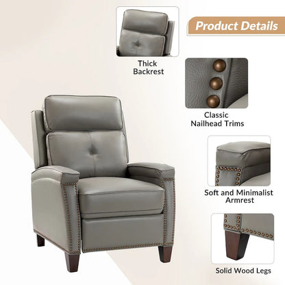 Fauteuil inclinable en cuir véritable de style Mid-Century Modern avec pieds en bois - Lot de 2