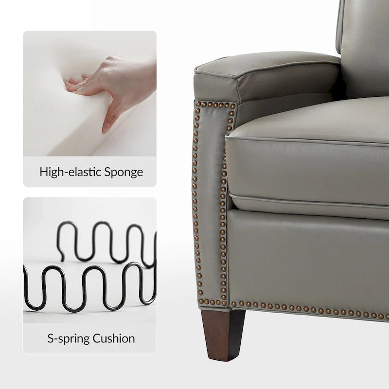 Fauteuil inclinable en cuir véritable de style Mid-Century Modern avec pieds en bois - Lot de 2