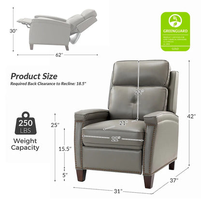 Fauteuil inclinable en cuir véritable de style Mid-Century Modern avec pieds en bois - Lot de 2