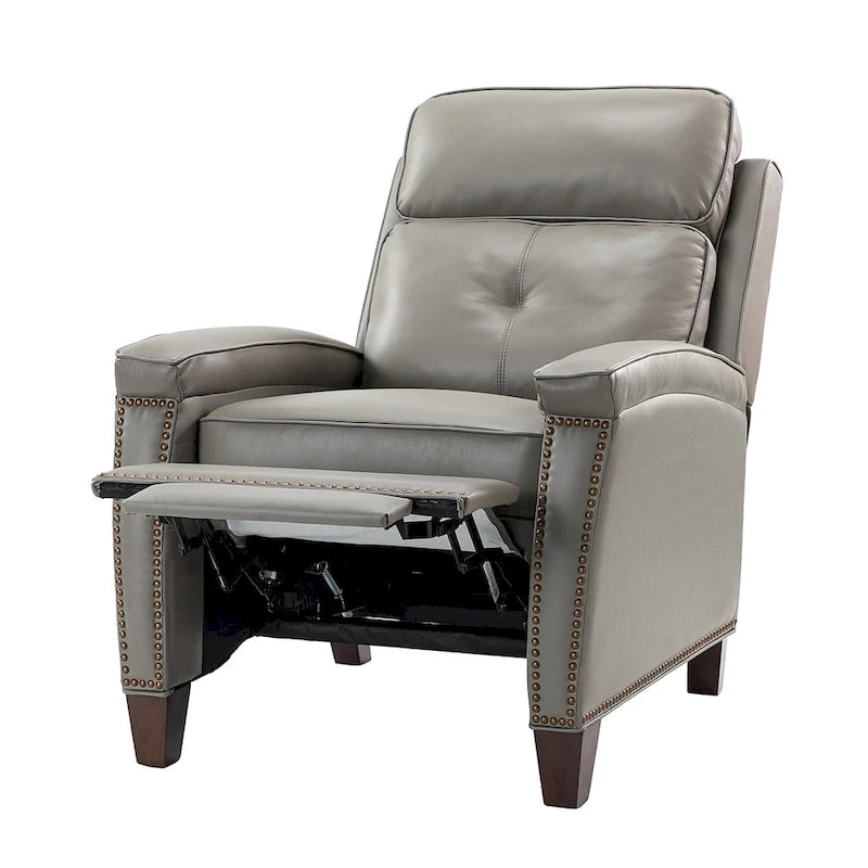 Fauteuil inclinable en cuir véritable de style Mid-Century Modern avec pieds en bois - Lot de 2
