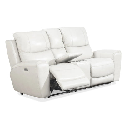 Causeuse inclinable électrique en cuir pleine fleur avec console de rangement