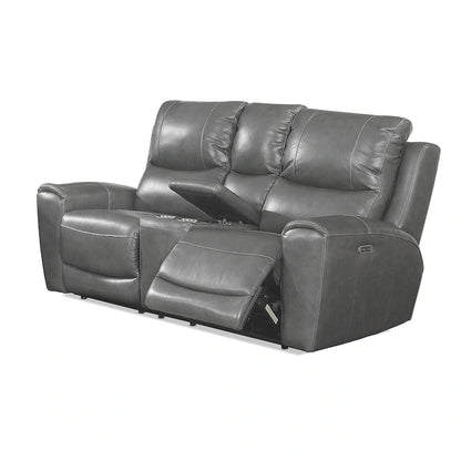 Causeuse inclinable électrique en cuir pleine fleur avec console de rangement