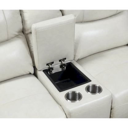 Causeuse inclinable électrique en cuir pleine fleur avec console de rangement
