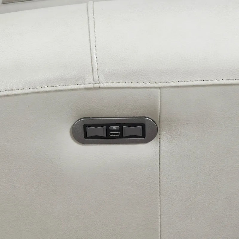 Causeuse inclinable électrique en cuir pleine fleur avec console de rangement