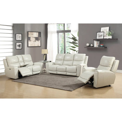 Causeuse inclinable électrique en cuir pleine fleur avec console de rangement