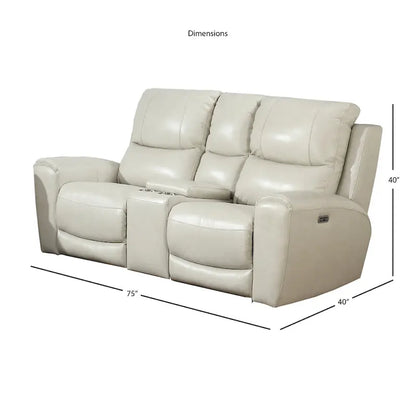 Causeuse inclinable électrique en cuir pleine fleur avec console de rangement