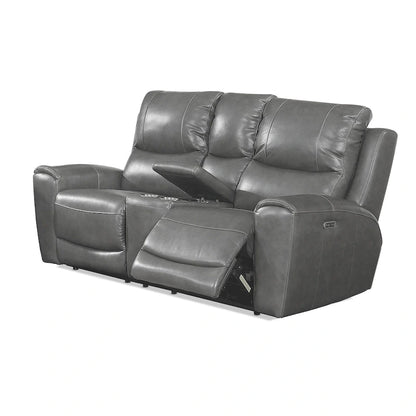 Causeuse inclinable électrique en cuir pleine fleur avec console de rangement