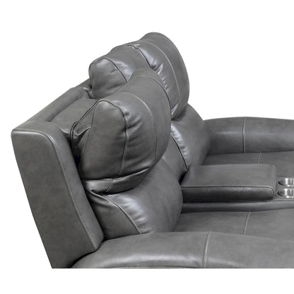 Causeuse inclinable électrique en cuir pleine fleur avec console de rangement