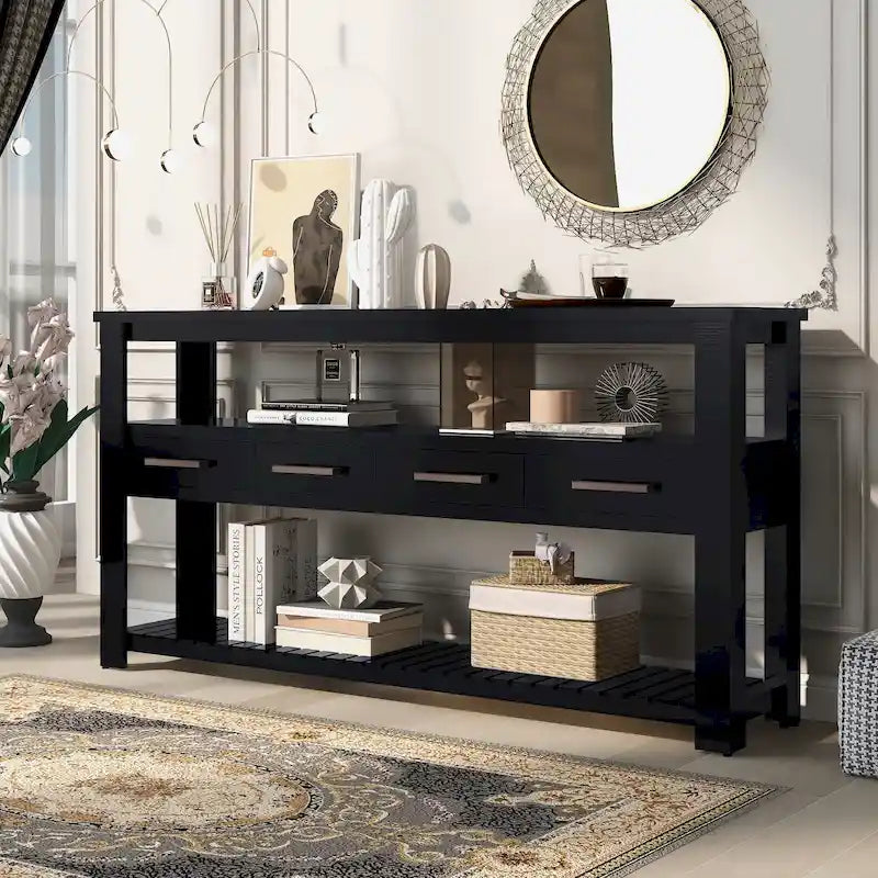 Console avec 4 tiroirs et 2 étagères