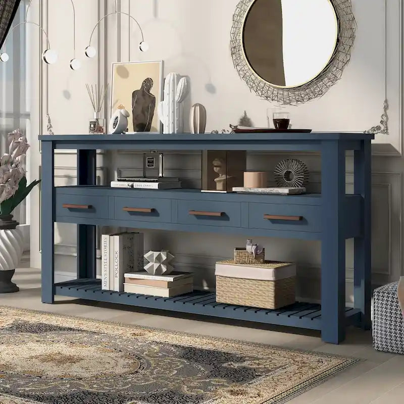 Console avec 4 tiroirs et 2 étagères