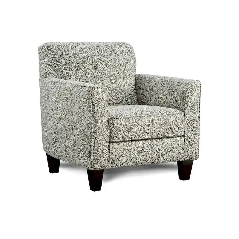 Fauteuil en chenille multicolore à motif cachemire, de style transitionnel