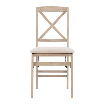 Lot de 2 chaises de salle à manger pliantes grises délavées avec dossier en X