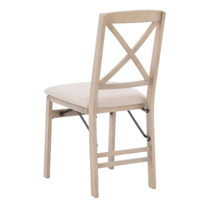 Lot de 2 chaises de salle à manger pliantes grises délavées avec dossier en X