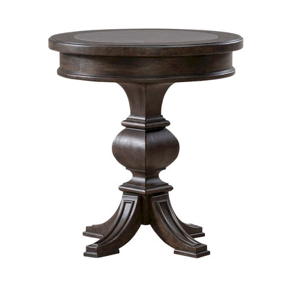 Table d'appoint ronde Saddle Brown et Blue Stone