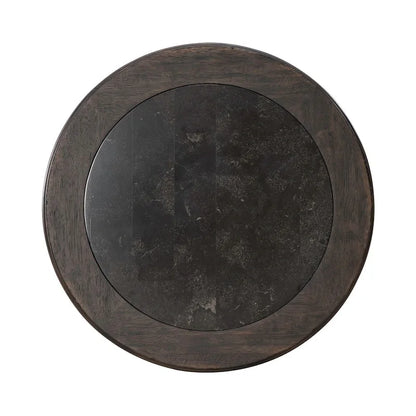 Table d'appoint ronde Saddle Brown et Blue Stone