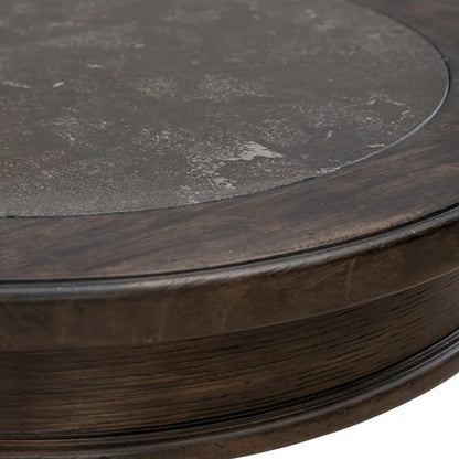 Table d'appoint ronde Saddle Brown et Blue Stone