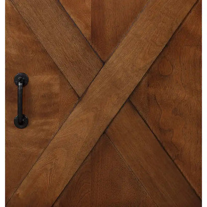 Meuble TV d'angle de ferme de 142 cm pour téléviseurs jusqu'à 152 cm, aucun assemblage requis, finition whisky vieilli