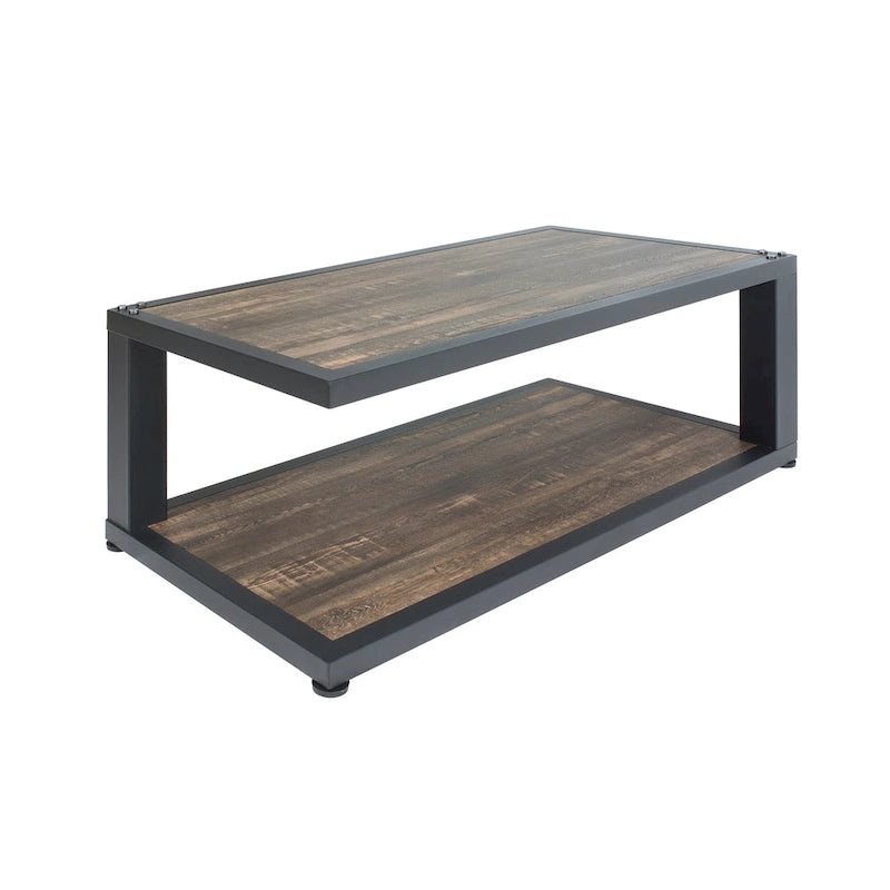 Table basse Farrow en noyer foncé et noir sable de 119 cm avec 1 étagère, par Furniture of America