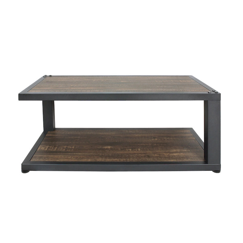 Table basse Farrow en noyer foncé et noir sable de 119 cm avec 1 étagère, par Furniture of America