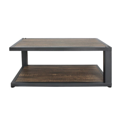 Table basse Farrow en noyer foncé et noir sable de 119 cm avec 1 étagère, par Furniture of America